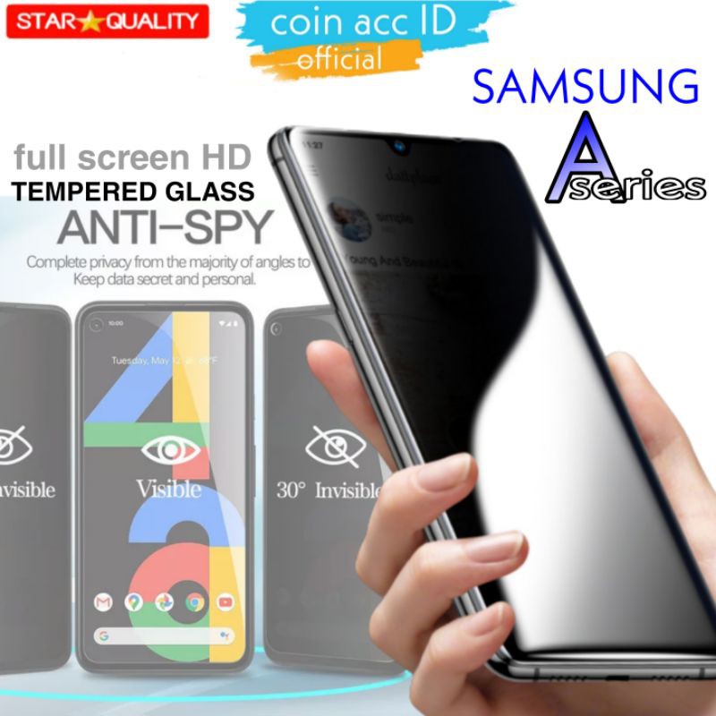 ANTI SPY Tempered Glass SAMSUNG A03s/A02S/A23/A22/A12/A13/A14/A32/A52/A72/A11/A72/A21S/A51/A71/A70/A80/A50/A02