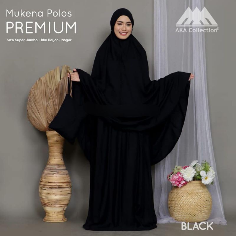 MUKENA BALI POLOS HITAM ORIGINAL PREMIUM DEWASA BLACK PUTIH RAYON JANGER SUPER JUMBO INDAH BALI