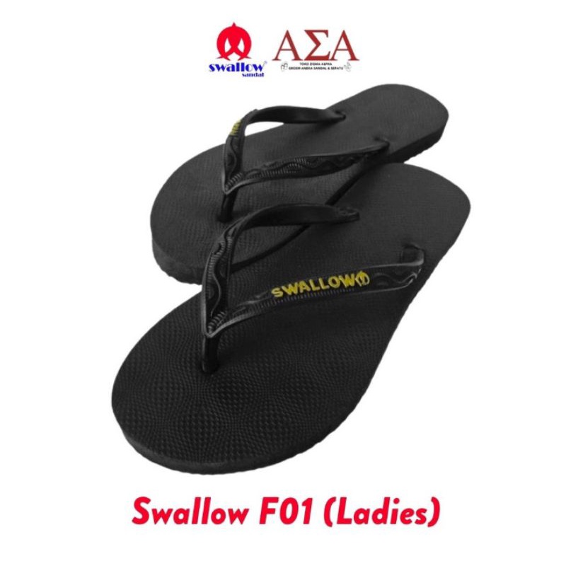 Sandal Jepit Swallow Black F01/Sandal Jepit Swallow Tali Kecil dan tali besar