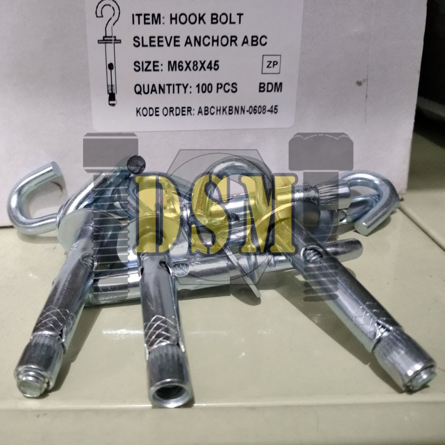 Hook Dynabolt M8x45 Gantung / Hook Bolt Sleeve Anchor M6x8x45