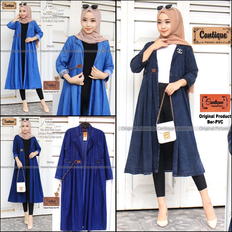 AFSHA OUTER BY CANTIQUE (BLAZER JEANS WANITA) Outer jeans muslimah modern rekomended