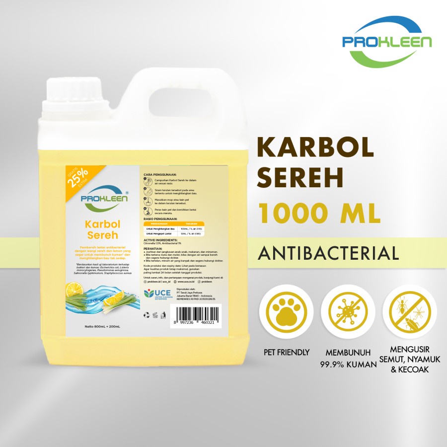 KARBOL SEREH PROKLEEN Karbol wangi 1 Liter Antibacterial