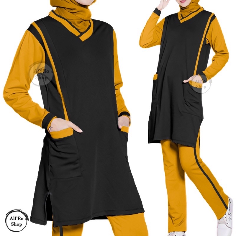 Baju Setelan Pakaian Tunik Wanita Muslim Olahraga Senam Panjang JUMBO Muslimah Zumba Ukuran XL XXL 3XL ARS 175