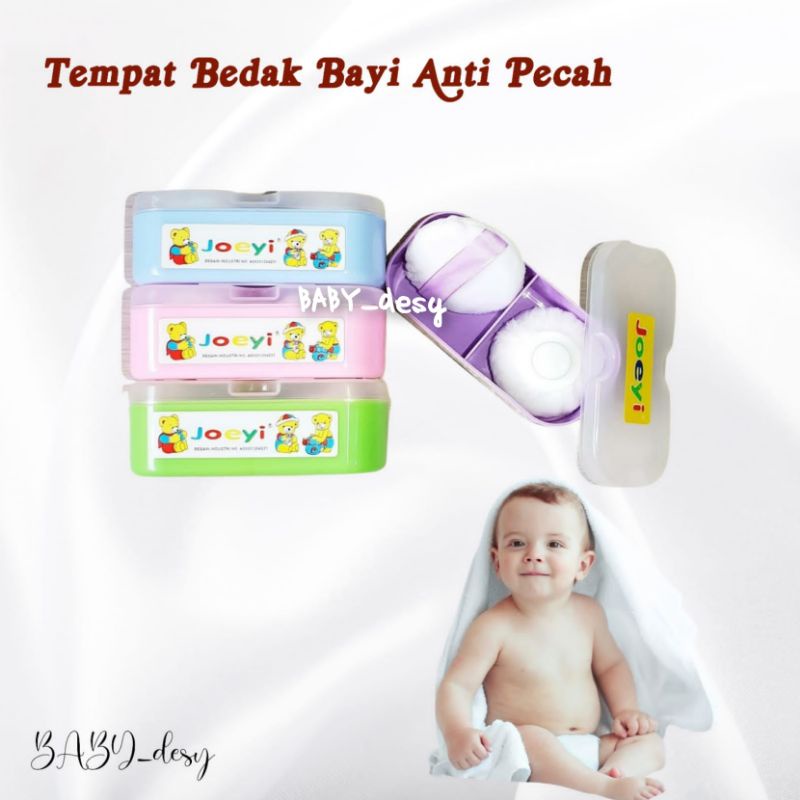 TEMPAT BEDAK BAYI 2in 1 ANTI PECAH ISI 2 PUFF / POWDER  CASE AND PUFF / KEBUTUHAN PASCA MELAHIRKAN