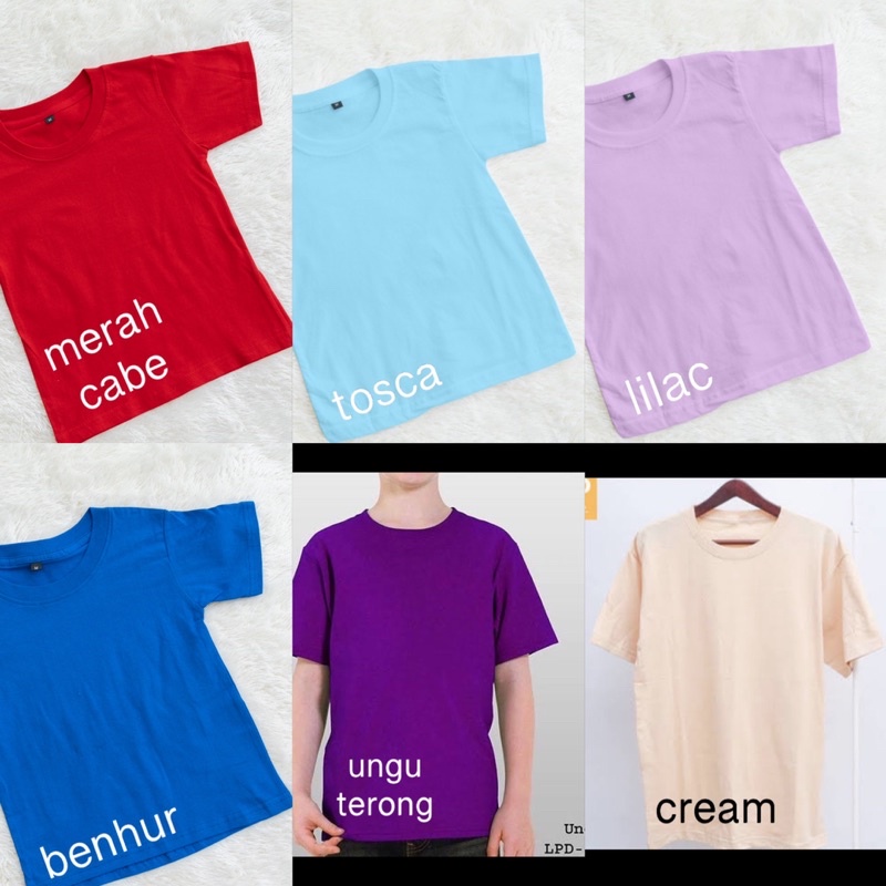 KAOS ANAK B COTTON COMBED 30S KID BASIC TEE PASTEL LILAC POLOS OBLONG ADEM KATUN LEMBUT MURAH GROSIR