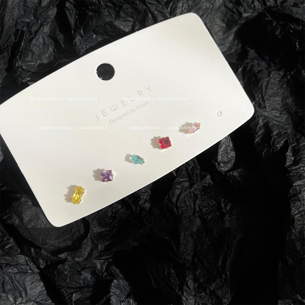 Set Anting Zirkon Warna-Warni Untuk Aksesoris