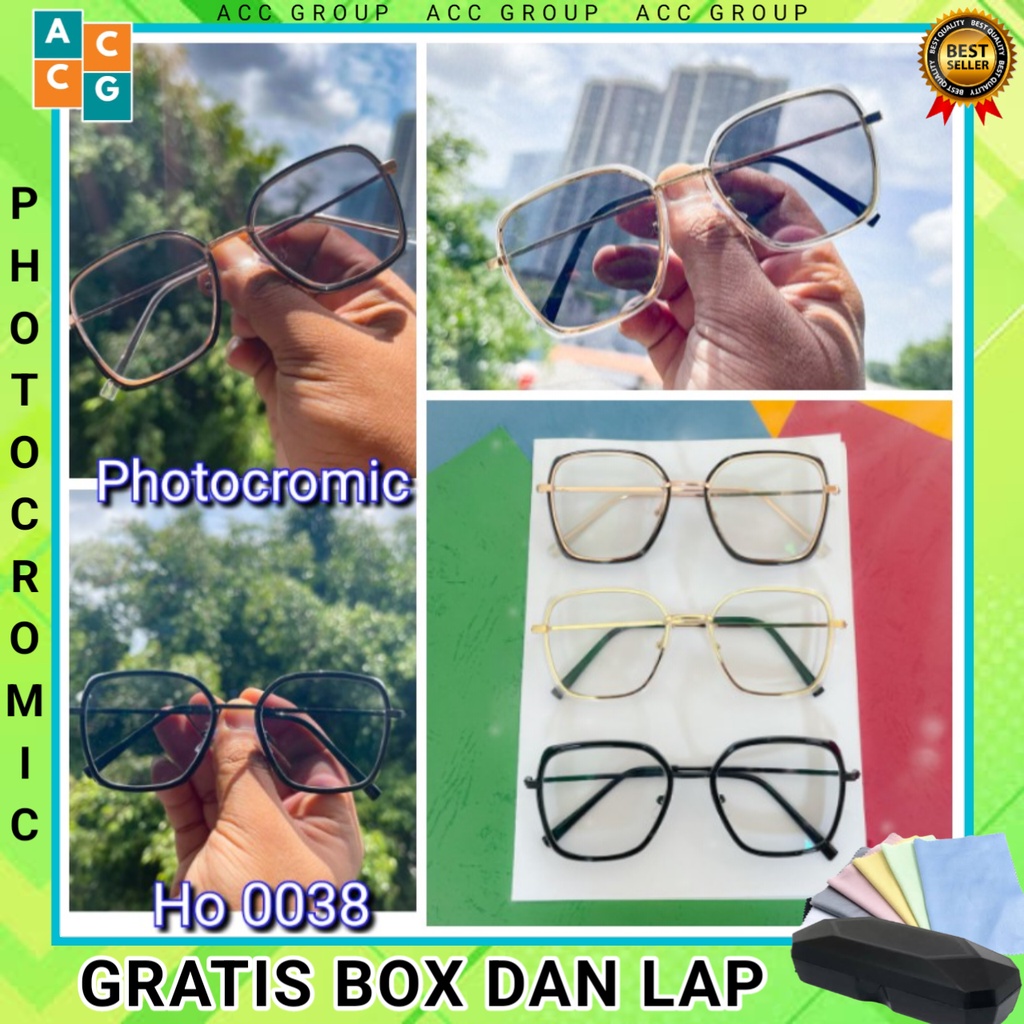 Kacamata Free Box Dan Lap Photocromic Anti Radiasi Kacamata Wanita Pria Berubah Warna Fashion Frame Optik