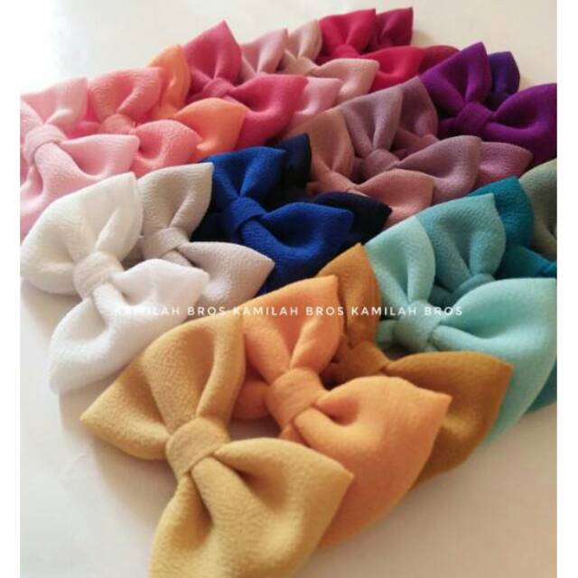 bros pita 4cm bahan ceruti - bros jilbab pita handmade - souvenir pernikahan bros