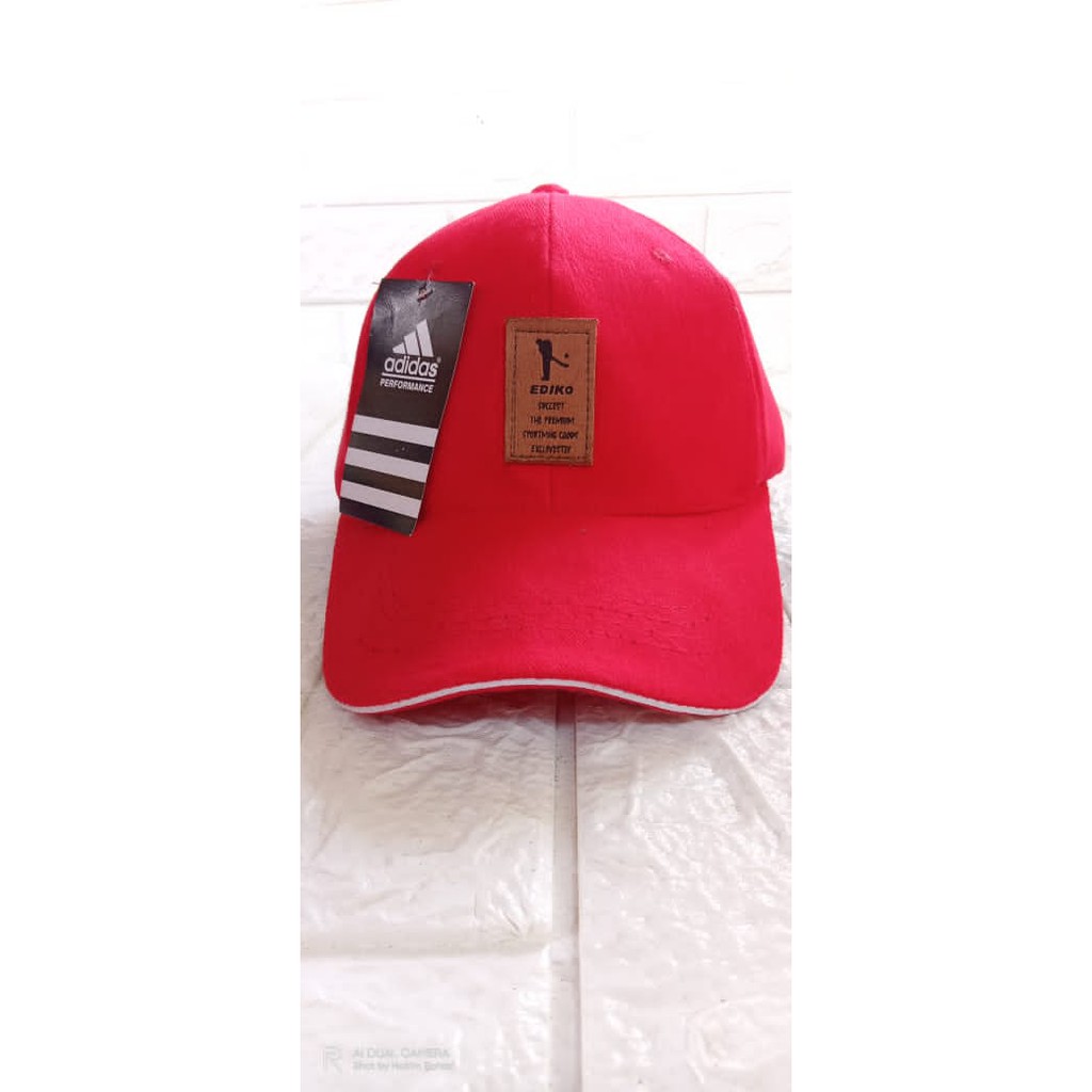 Topi baseball ediko bahan rafel premium pengait cakop besi pria wanita-Ediko merah cabe