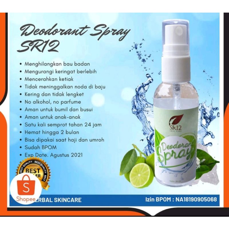 DEODORAN SPRAY SR12 DEODORAN DEWASA,ANAK ANTI BAU  100% HERBAL TAWAS KAPUR