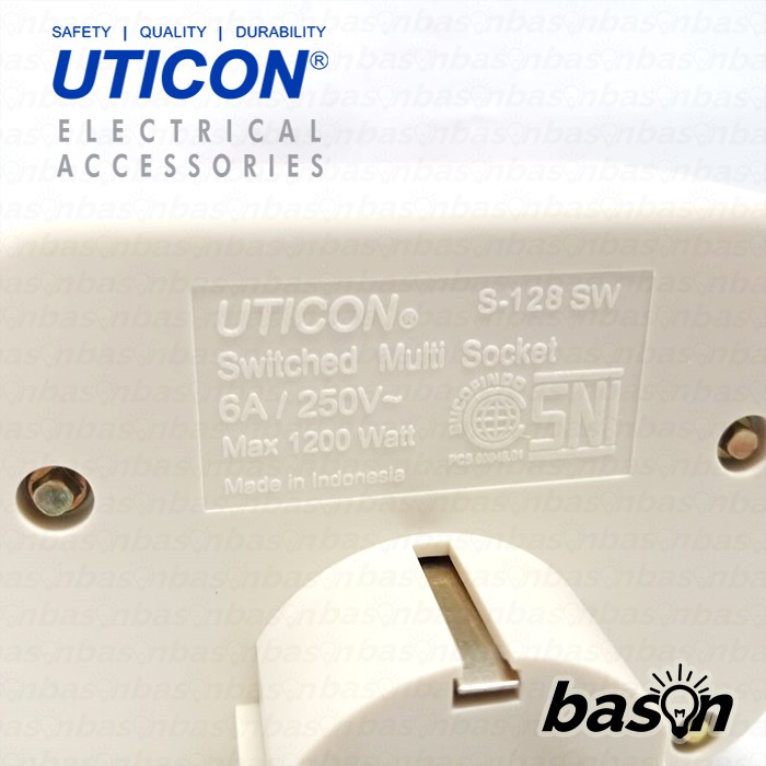 UTICON S128SW - Stop Kontak 2 Lubang + Saklar