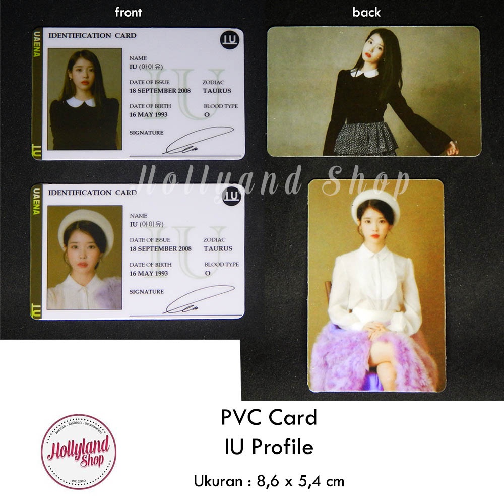 Kartu ID ( PVC Card ) Kpop - IU Lee Jieun Profile Identification card