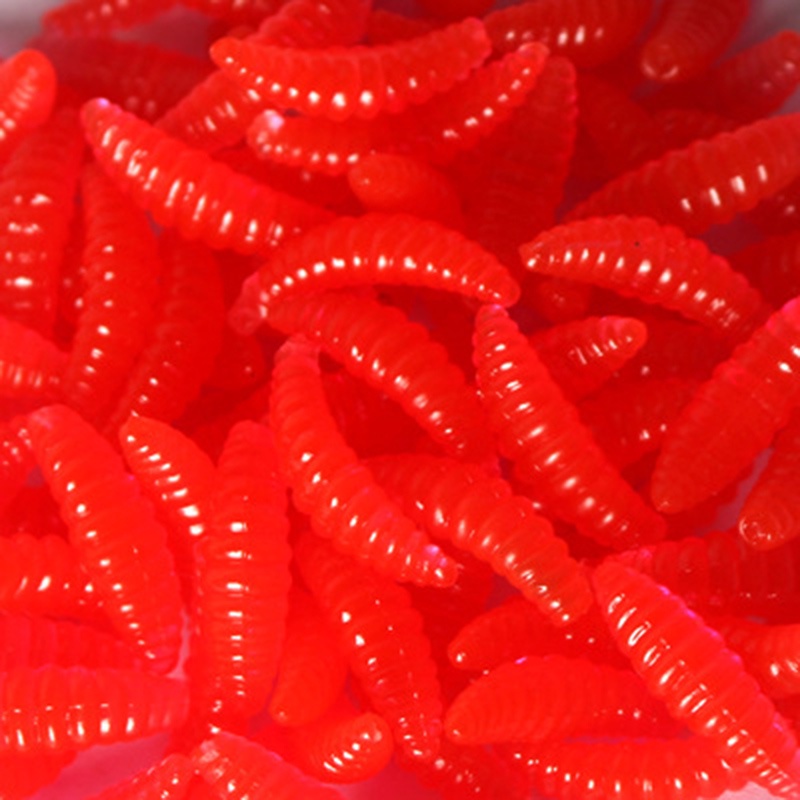 (50 Pcs) Umpan Pancing Soft Bait Bentuk Cacing Imitasi Ukuran 2cm (5 Warna Pilihan)