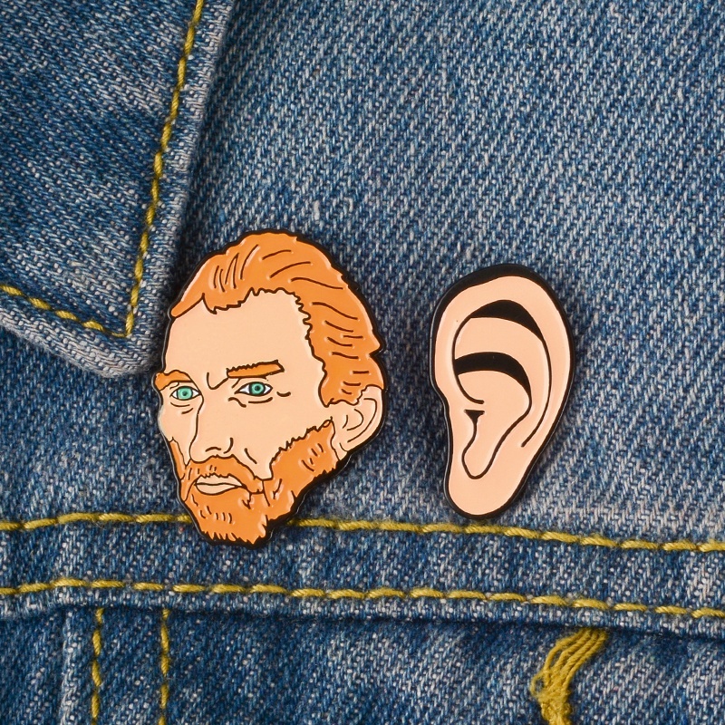 Kreatif Vangogh Telinga Enamel Pin Pelukis Sejarah Bros Lencana Kerah Pin Kartun Artis Perhiasan Hadiah Untuk Teman