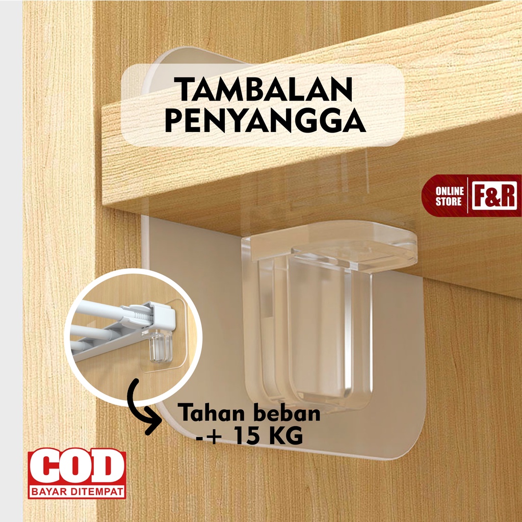 Penyangga Penopang Partisi Ambalan Perekat Dinding Siku Lemari Kabinet Rak Laci Holder Multifungsi