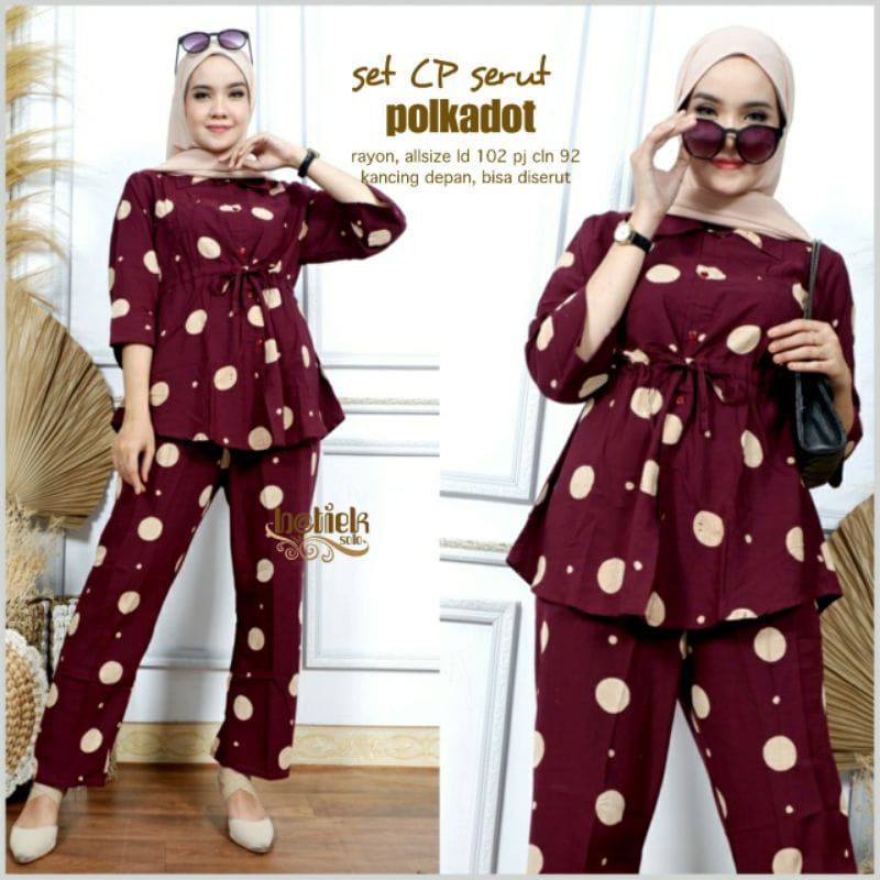 BISA COD Setelan Tie Dye Serut Lengan Panjang Harga Grosir Setelan Rayon Wanita Pajamas Setelan Wanita Baju Tidur One Set Serut Motif Polkadot Piyama Lengan Panjang Tie Dye Serut One Set Wanita