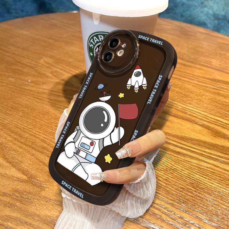 Case Bahan TPU Motif Astronot Bendera Untuk Samsung A14 M14 A04 A13 A02S A03 A03S A23 A30S A11 A12 A51 A30 A50 A52 A20S A10S M11 M12