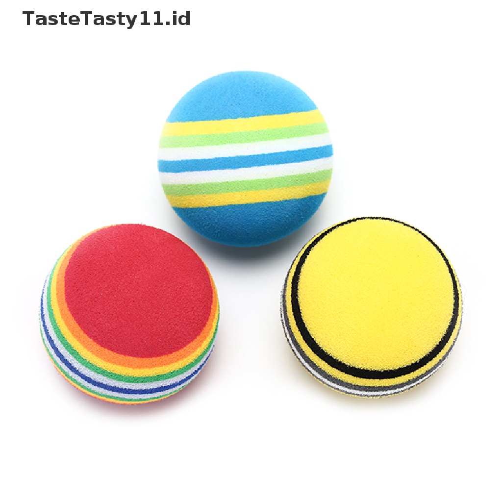 Tastetasty 10Pcs Bola Golf Bahan Busa Motif Garis Warna Pelangi Untuk Latihan