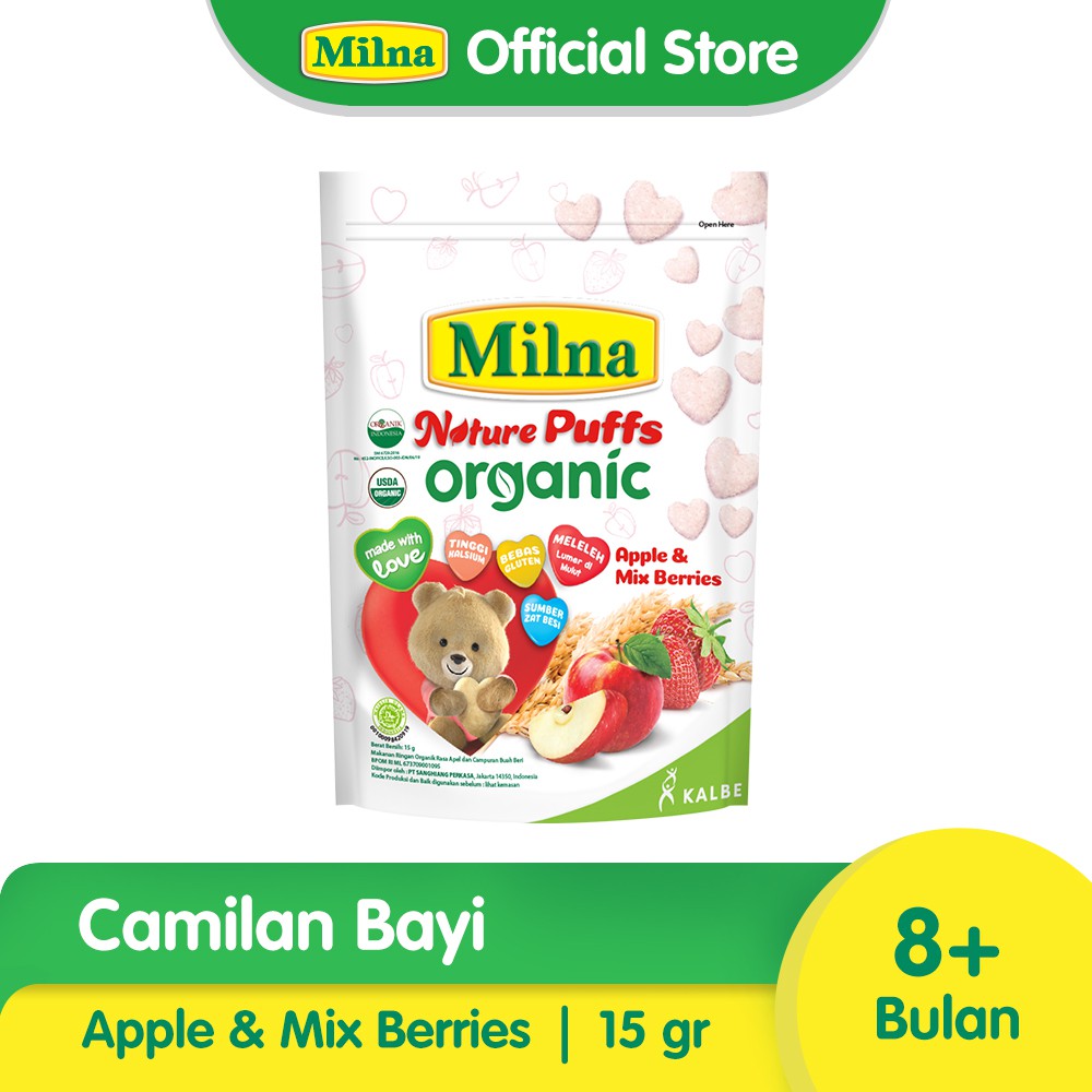 Milna Nature Puff Organic Apple and Mix Berries 15 G