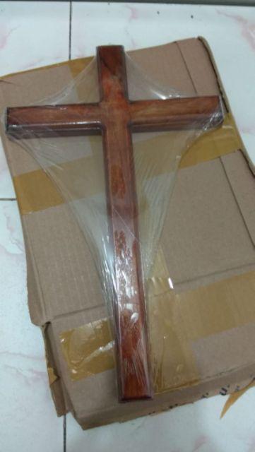 Salib Dinding / Gantung Kayu Tanpa Courpus 35 Cm - Souvenir/ Hadiah / Arca