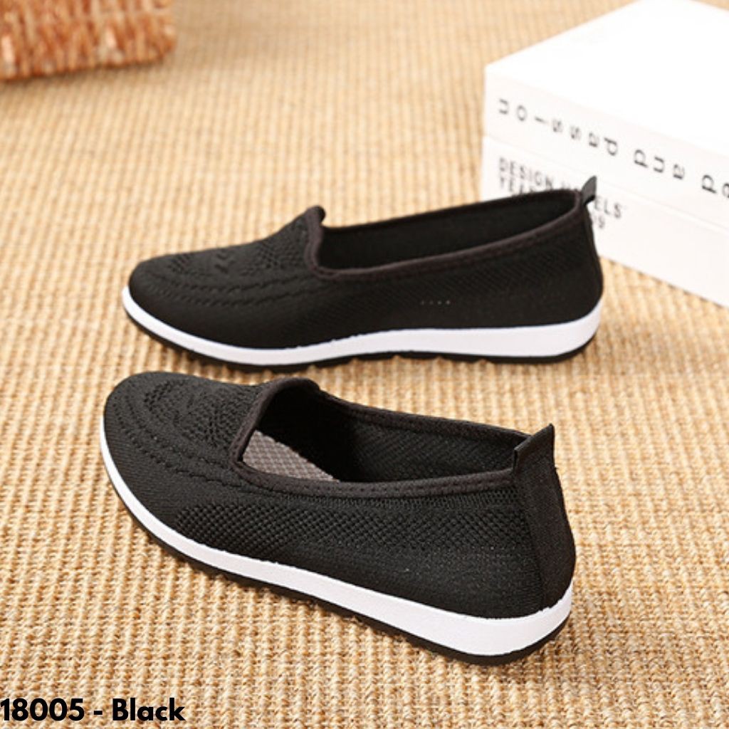 SEPATU PANSUS WANITA CASUAL PRAKTIS FLATSHOES KERJA HITAM PURPLE REMAJA DEWASA KEKINIAN IMPORT 18005