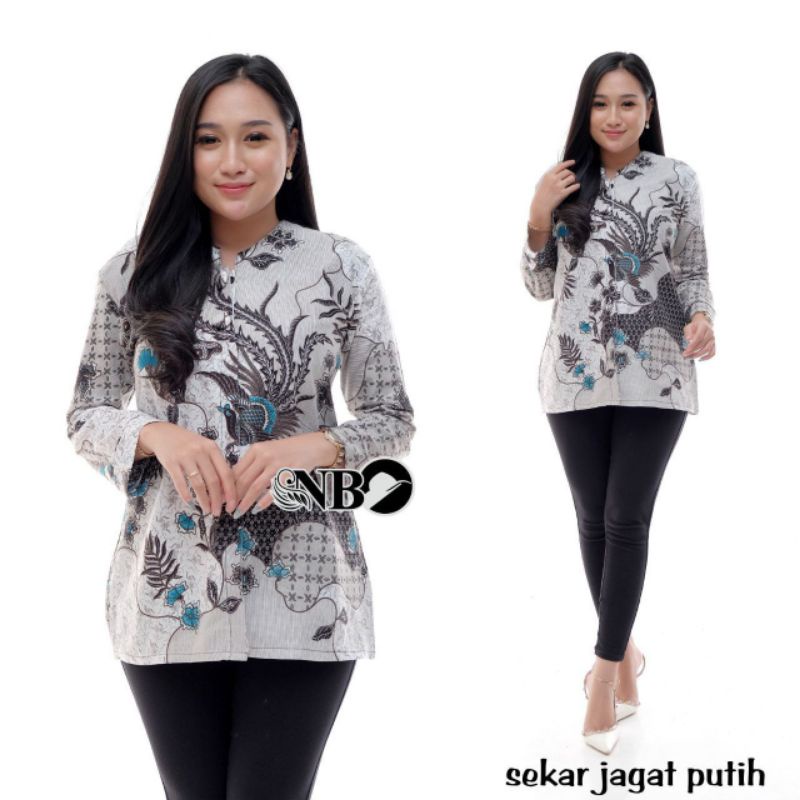 Batik Couple Atasan Batik Wanita Lengan Panjang Kancing Depan Motif SEKAR JAGAD