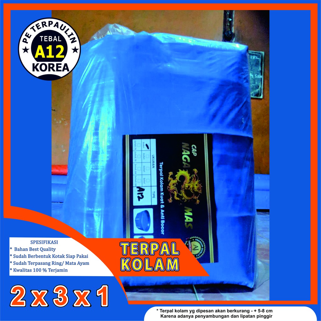 Terpal Kolam Ikan Kotak Tipe A12 Ukuran 2x3x1