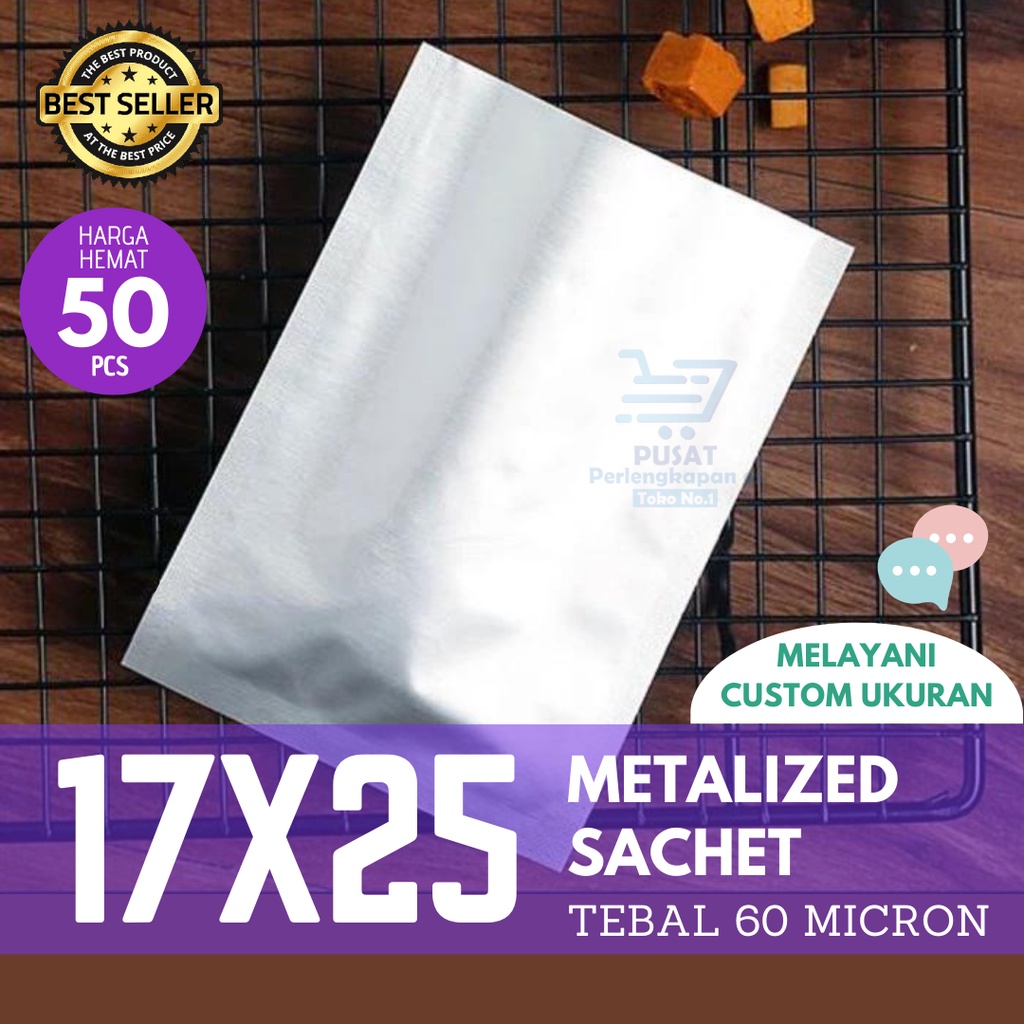 

Kemasan Makanan Bubuk Flat Sachet Pack No Ziplock Aluminium Foil 60 micron Silver 17x25cm