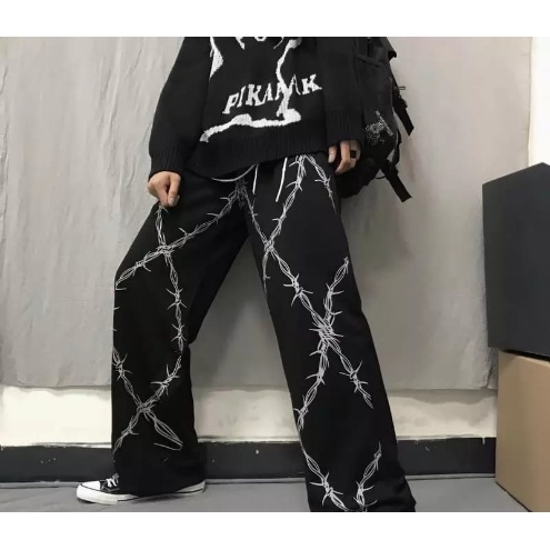 Gothic Pants Wideleg Part II Celana wide leg Celana Cargo Wanita Celana Kekinian