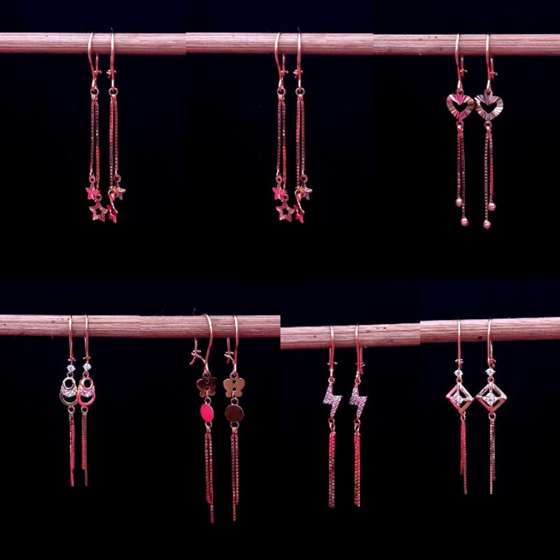 Anting Emas Model Itali Panjang Kadar 375