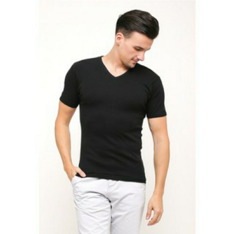 Oblong GTMan GTS01 TSGV01 Kaos GTS TSGV Round V Neck Hitam Putih Original Adem Lembut