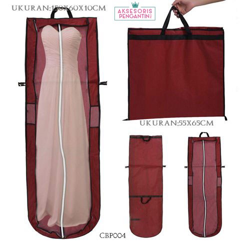 [READY GOJEK] PELINDUNG GAUN PENGANTIN COVER BAJU ANTI DEBU MAROON CBP004