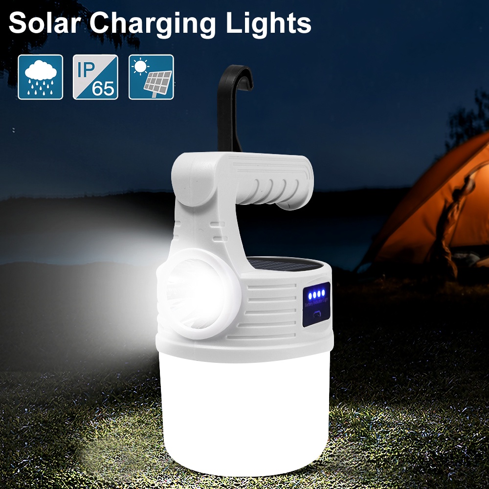 Lampu Gantung 42 LED 10 Mode Tenaga Surya Dengan Kabel data / USB Charging Untuk Outdoor / Camping / Hiking