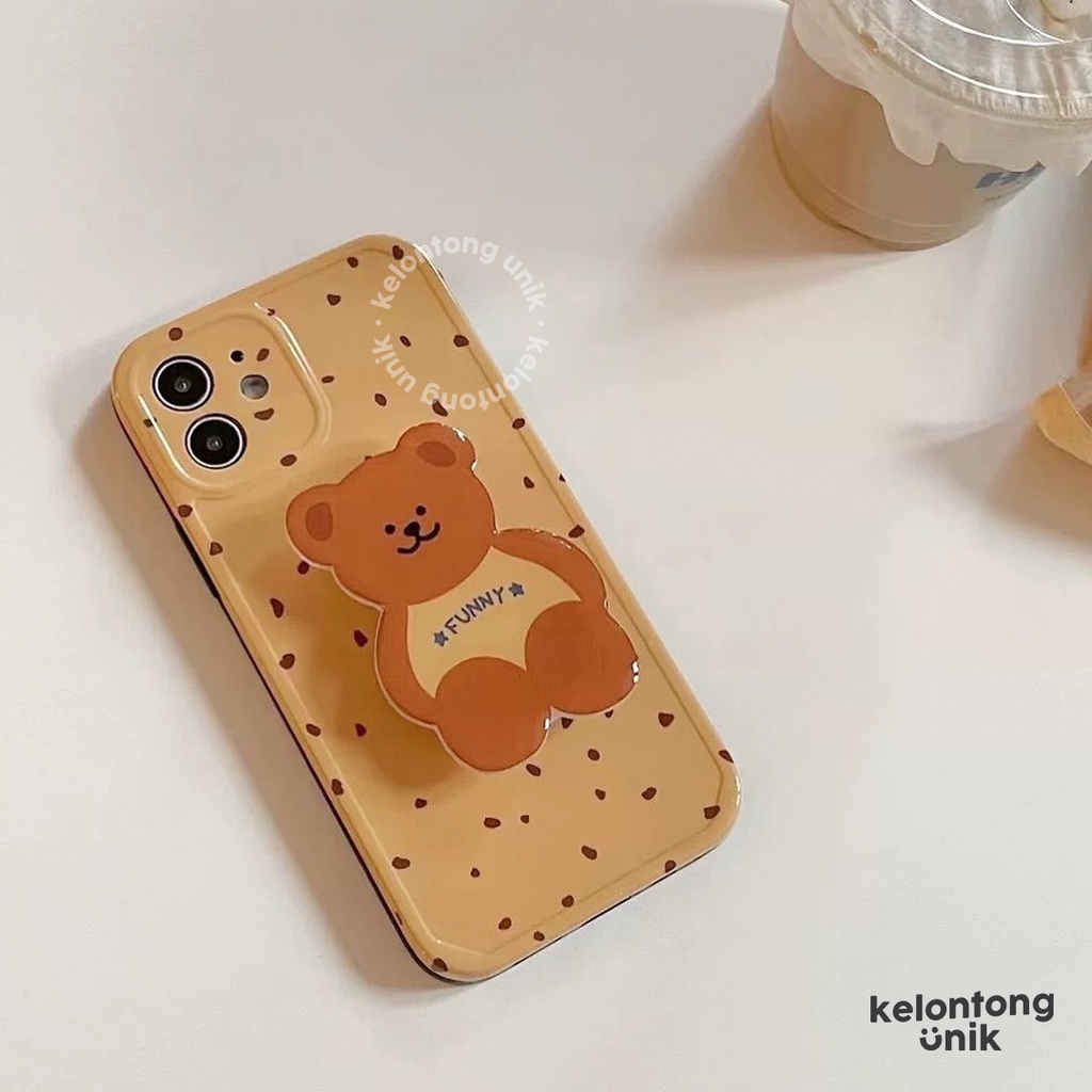 For iPhone - Funny Bear Glossy Soft Case + Griptok