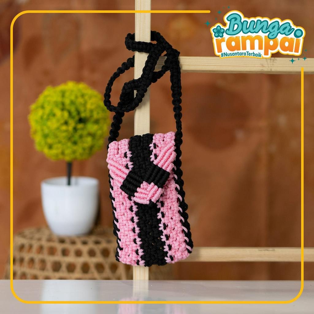 Tas Tali Kur Tempat HP Hitam Pink