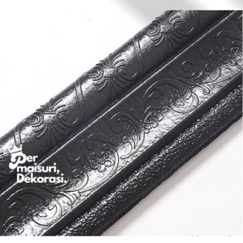 [COD] List Wallpaper Dinding Stiker Border Wallfoam 3D Sticker Dekorasi Kamar Rumah Murah [Seri T]-HITAM-