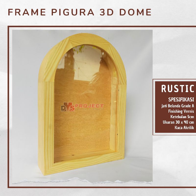 Frame Bingkai Pigura Dome Lengkung 3D mahar hantaran tebal rustic