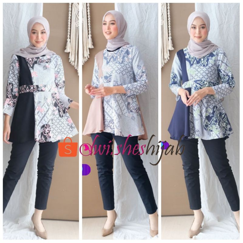 ATASAN BATIK JUMBO BLOUSE BATIK JUMBO LENGAN PANJANG BLOUSE KERJA KULIAH KONDANGAN