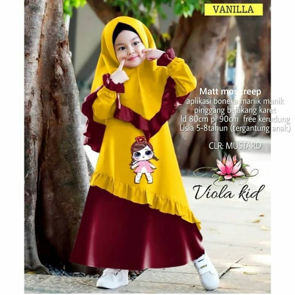 VIOLA SYARI KIDS Gamis Anak 6-8 tahun Panjang Trendy 2021