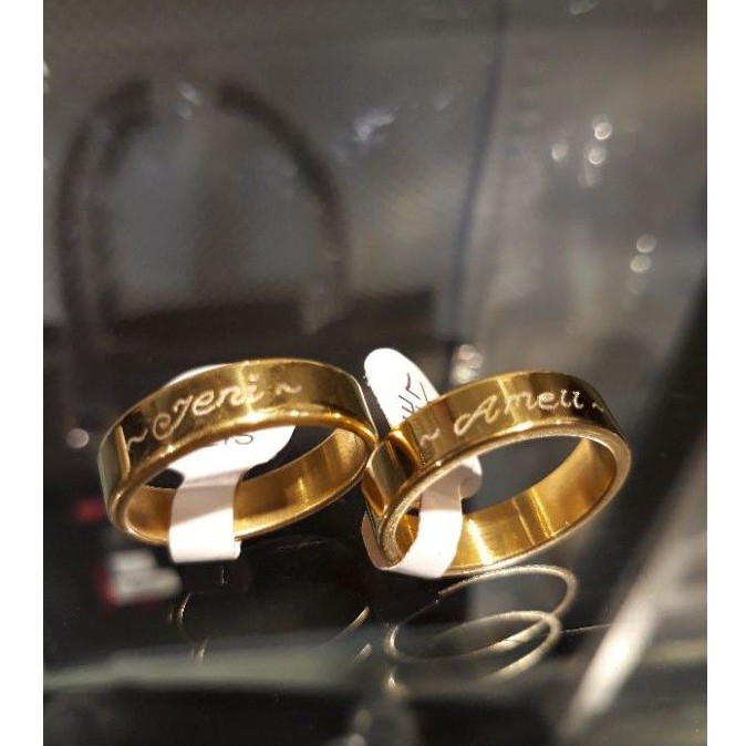 Cincin couple Titanium ukiran nama