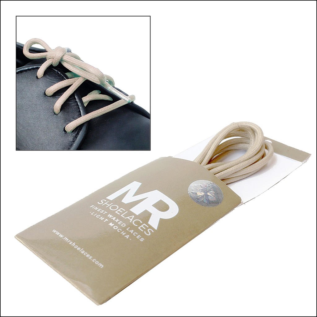 MR Shoelaces RD11 Light Mocha (Moka Muda) Tali Sepatu Lilin 2-3mm Bulat Round 50cm 60cm 70cm 80cm 90cm 100cm 120cm 150cm (Waxed Laces) - Premium Shoelace Mocca