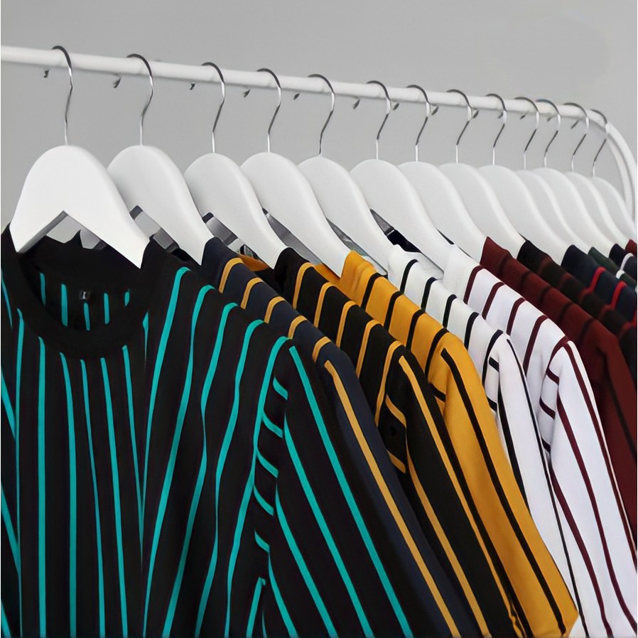 TERLARISSS  Kaos Stripe Vertikal Baju Salur Vertikal Kaos Belang-Belang Vertikal Kaos Pria