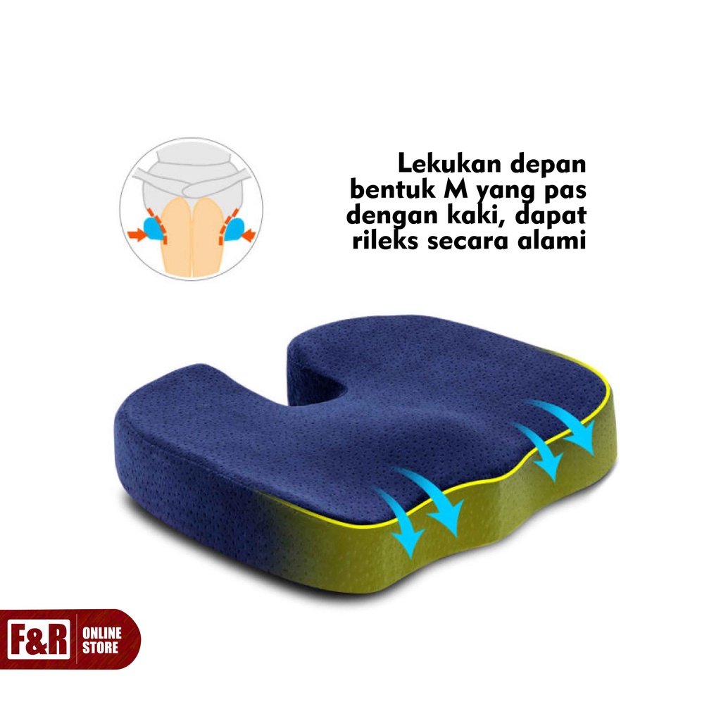 Bantal Alas Duduk Kursi Memory Foam Alas Kursi Kayu Bantal Kursi Kantor Kerja Alas Duduk Jok Mobil Bantal Terapi Nyeri Tulang Ekor Kesehatan Empuk Nyaman Original