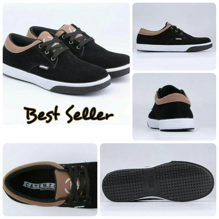 Sepatu Sekolah   Sneaker   Kets   Casual Pria Hitam Catenzo   TF 105
