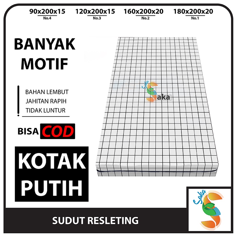 Sarung Kasur Busa Resleting 90x200x15 120x200x15 Motif Aesthetic Single No 4 Double No 3