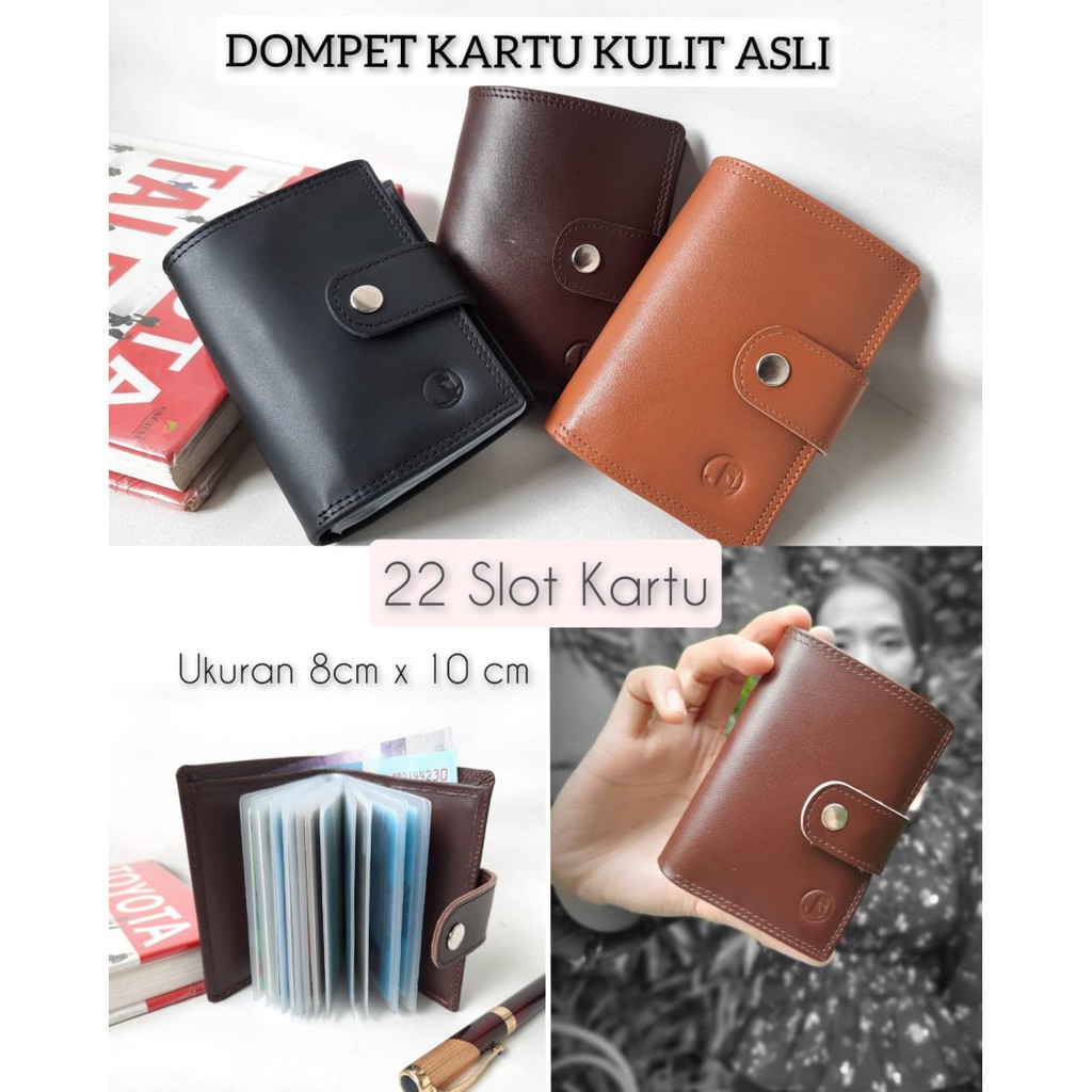 Dompet Kartu Card Holder Kulit Pria dan Wanita / Dompet Kartu Athena Kulit Premium Bahan Kulit sapi asli 22 slot kartu dan 1 slot tempat uang