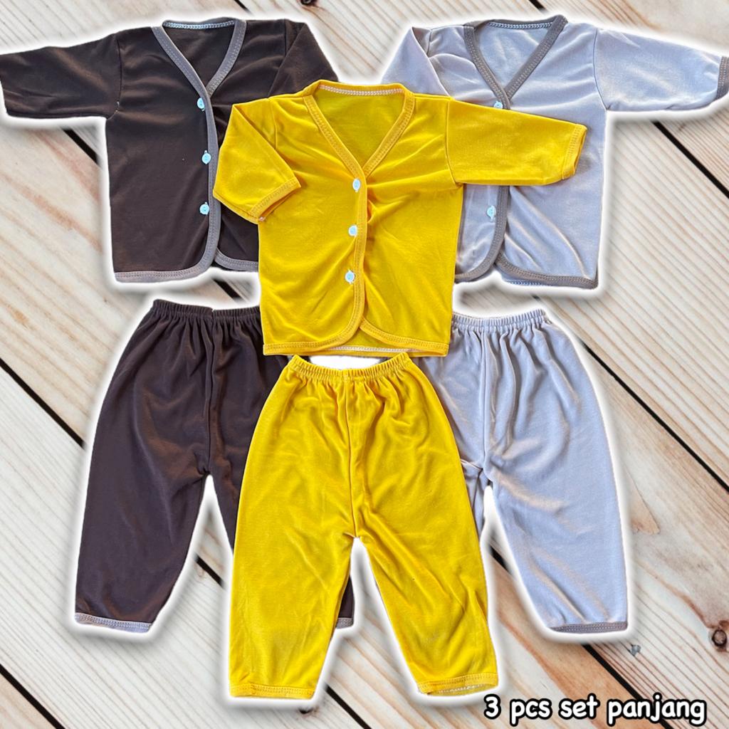 6 pcs 3 Set Setelan Baju Bayi Baru Lahir Lengan Pendek Katun Lengan Panjang Celana Pendek Celana Panjang Halus Lembut SNI Baju Celana Paket Newborn Baby Perlengkapan Bayi