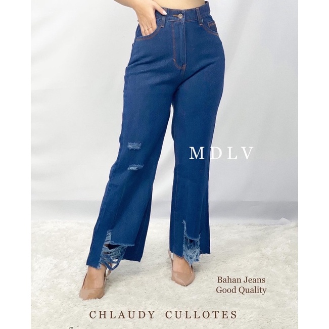 MDLV ~ CELANA JEANS KULOT CHALAUDY CULLOTES CELANA JEANS KULOT SOBEK CELANA PANJANG WANITA IMPORT