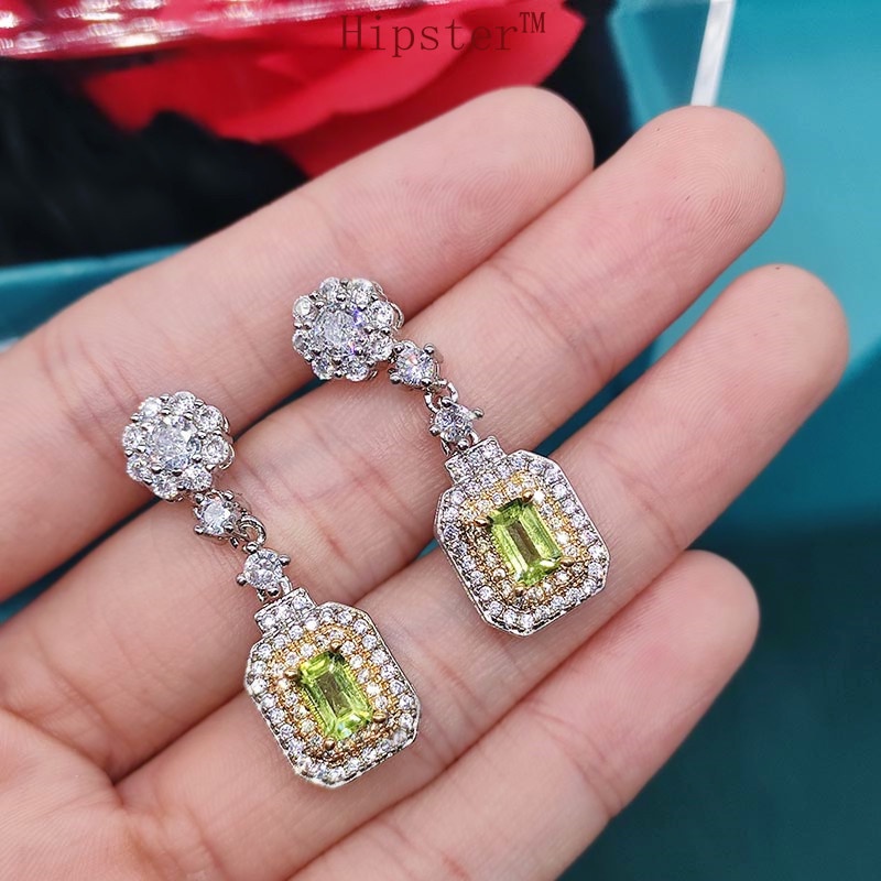 New Luxury Natural Olivine Pendant Earrings