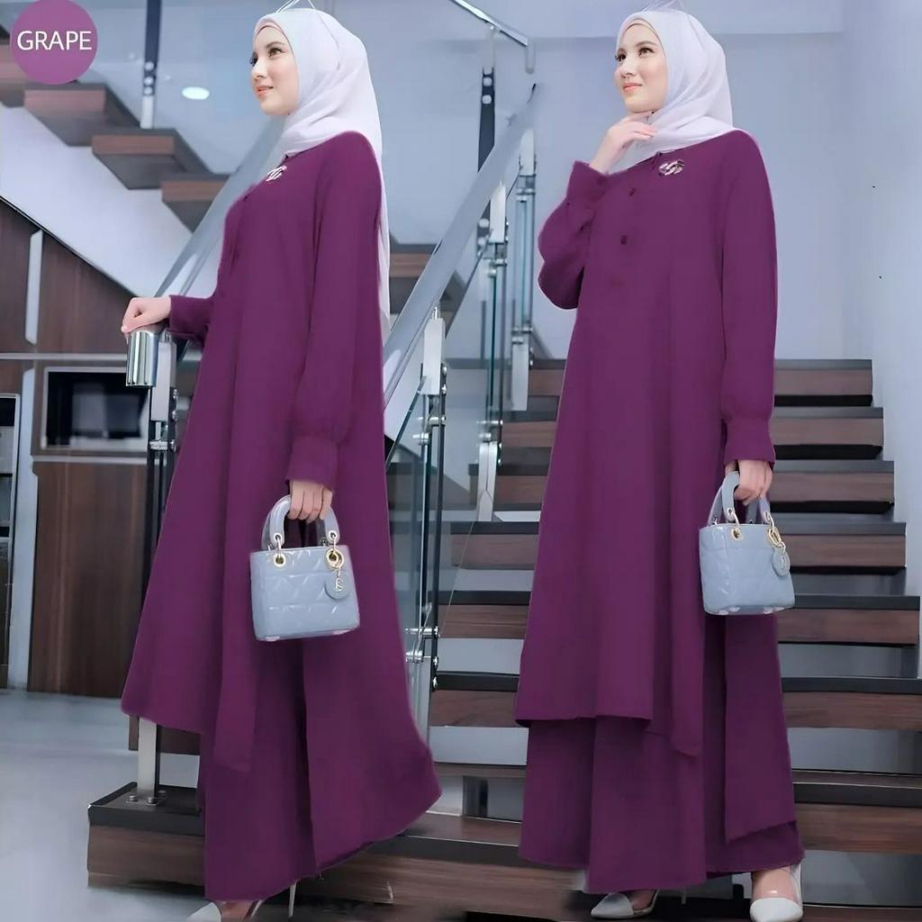 SETELAN WANITA KEKINIAN AIRA WD BAHAN CRINKLE AIRFLOW MOTIF POLOS UKURAN M L XL XXL LD 100 - 120 CM SETELAN WANITA TERBARU 2023 KEKINIAN ONE SET WANITA KOREAN STYLE MUSLIM SET BAJU MUSLIM WANITA